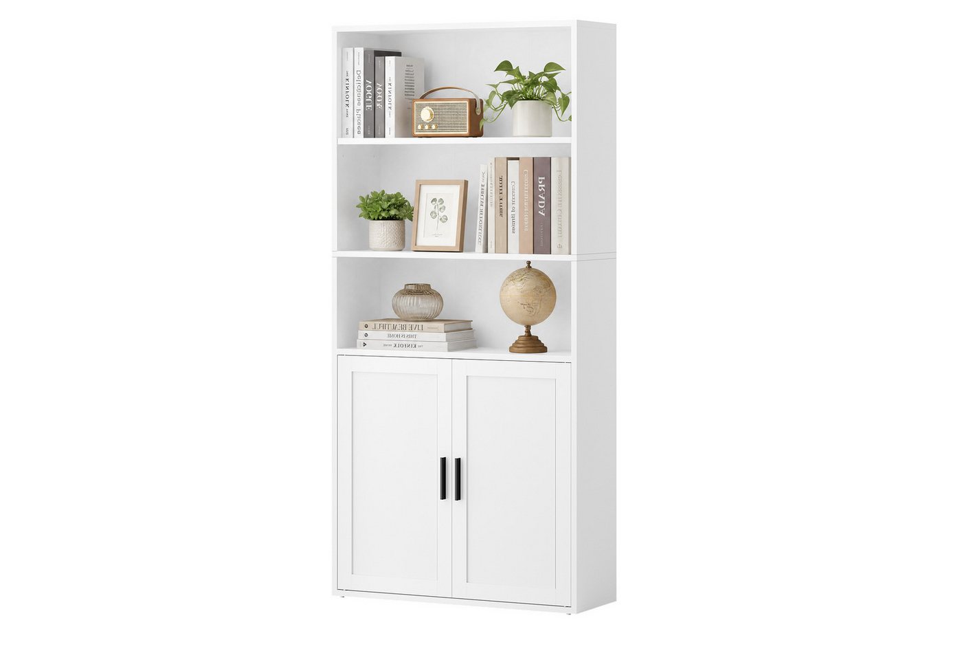 VASAGLE Bücherregal Standregal mit 2 Türen, 5/6-stöckiges Standregal, 60 x 24 x 145.9/175 cm Bild 2