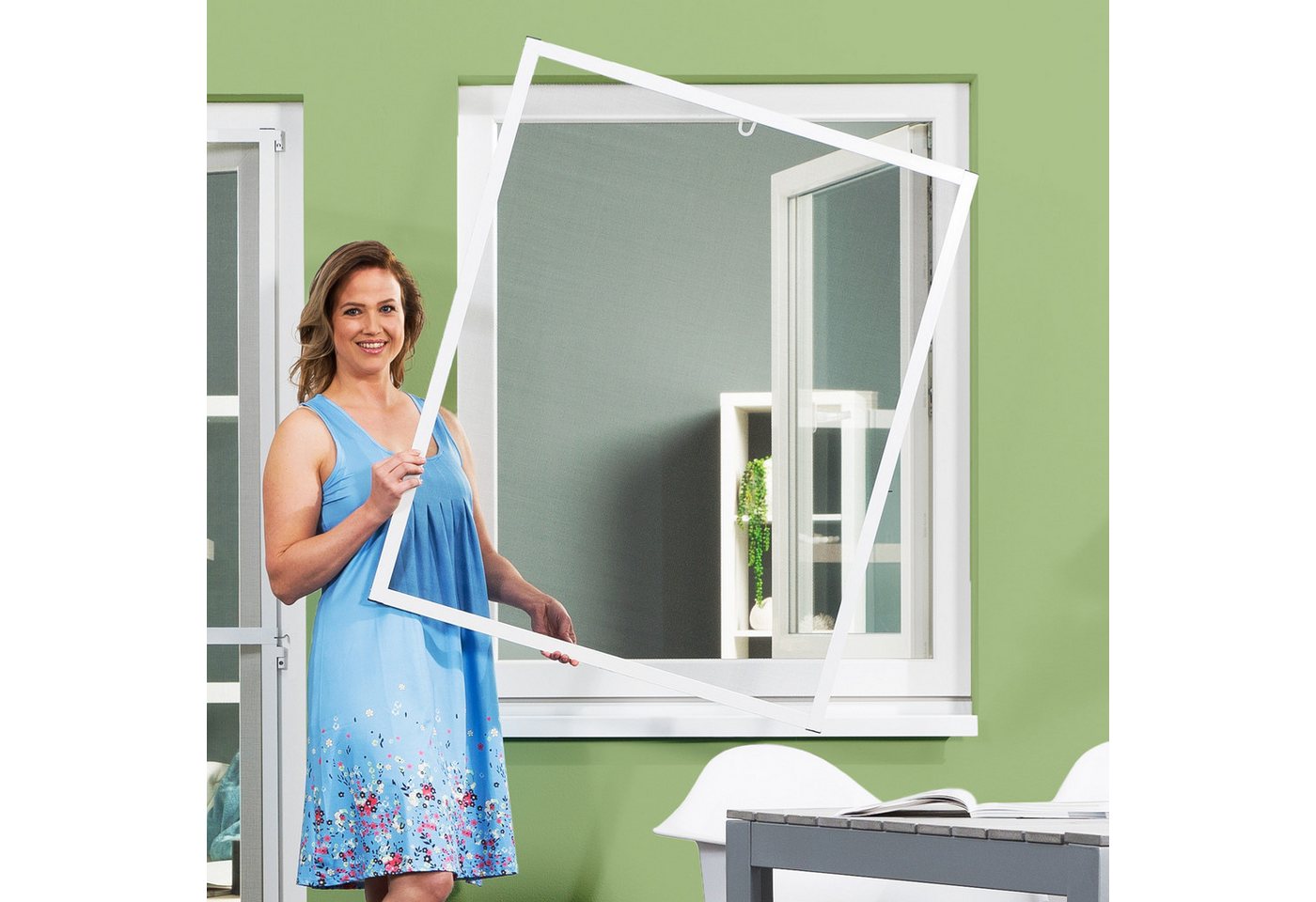 empasa Insektenschutz-Fensterrahmen "MASTER SLIM", Fliegengitter geringe Einbautiefe - glänzende Aluminium Profile