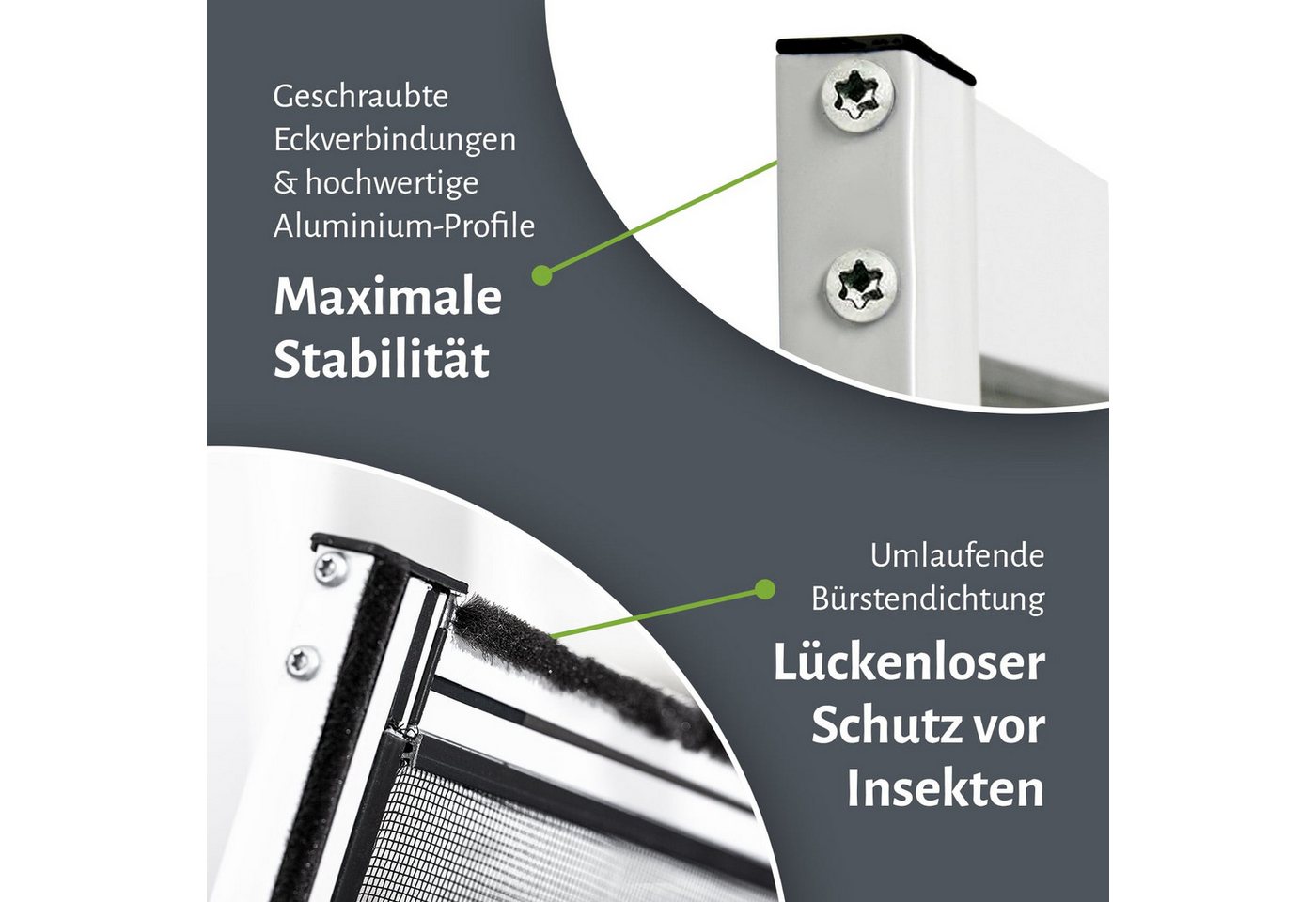 empasa Insektenschutz-Fensterrahmen "MASTER SLIM", Fliegengitter geringe Einbautiefe - glänzende Aluminium Profile Bild 2