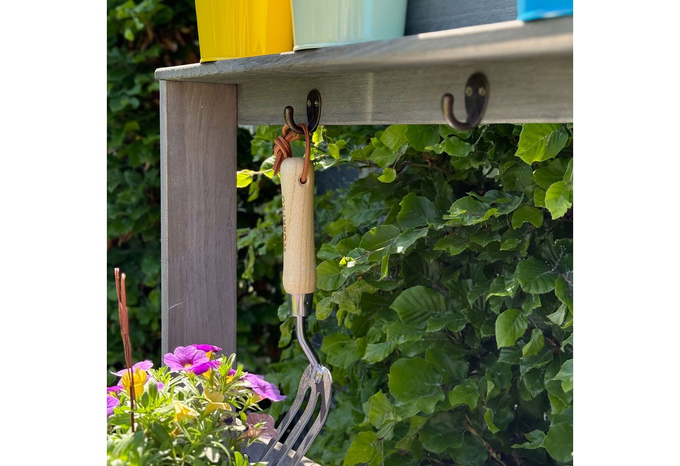 UNUS GARDEN Pflanztisch Pflanztisch Outdoor für den Garten (1-St., 78 x 36 x 131 cm (LxBxH), Pflanztisch aus Holz mit verzinkter Arbeitsplatte Bild 4