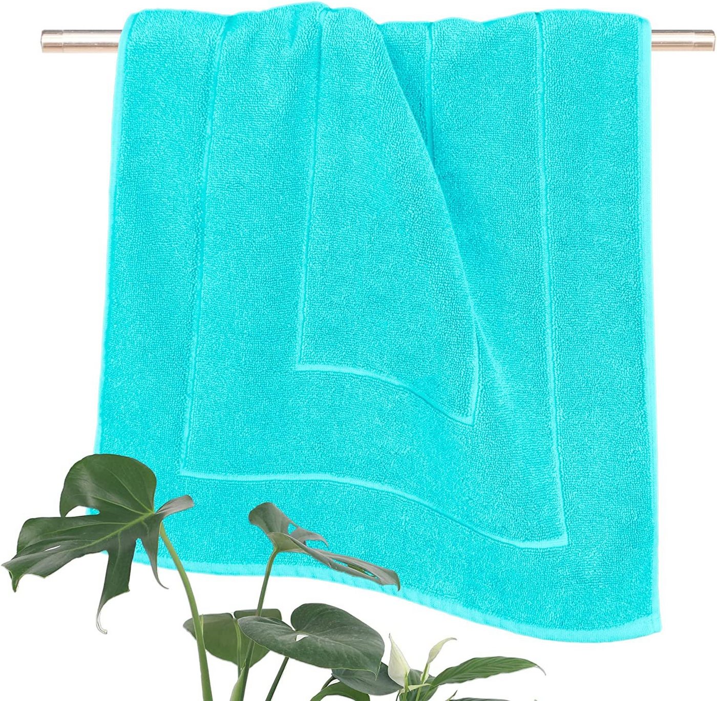 Lashuma Badematte London, Höhe 5 mm, schnell trocknend, Frottee, rechteckig, Badezimmer Matte robust 50x90 cm türkis
