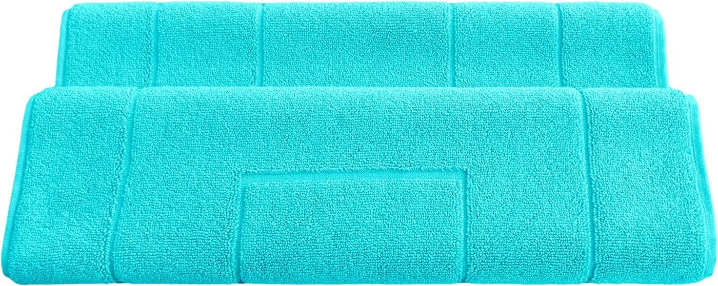 Lashuma Badematte London, Höhe 5 mm, schnell trocknend, Frottee, rechteckig, Badezimmer Matte robust 50x90 cm türkis Bild 3