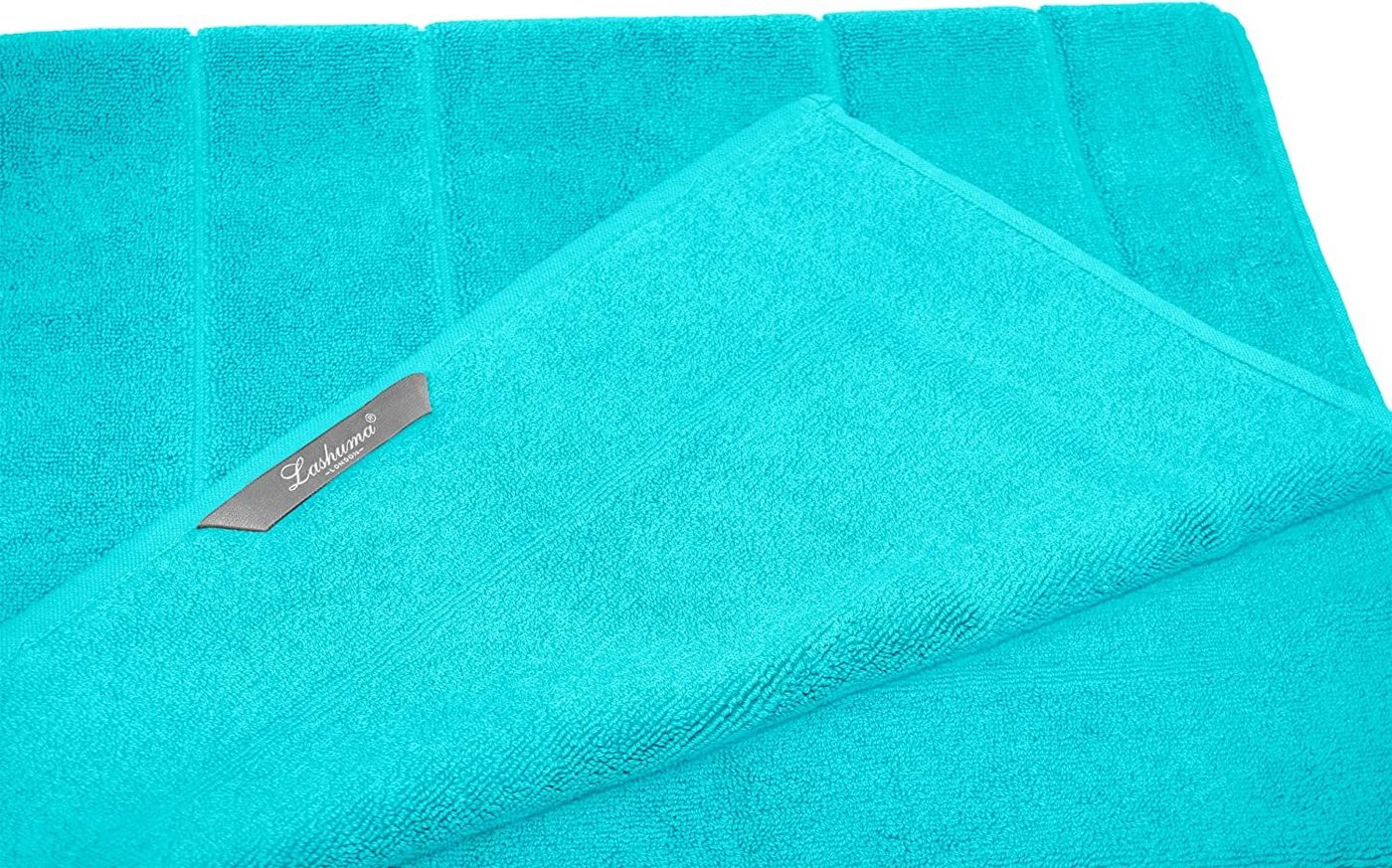 Lashuma Badematte London, Höhe 5 mm, schnell trocknend, Frottee, rechteckig, Badezimmer Matte robust 50x90 cm türkis Bild 5