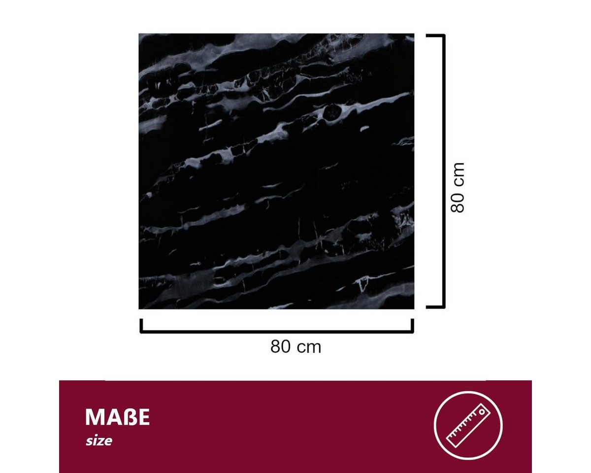 HOOZ Tischplatte aus Glas 80 x 80 x 0,6 cm (Marmorschwarz, 1 St., ESG-Sicherheitsglas), mit hochwertigem Facettenschliff Bild 2