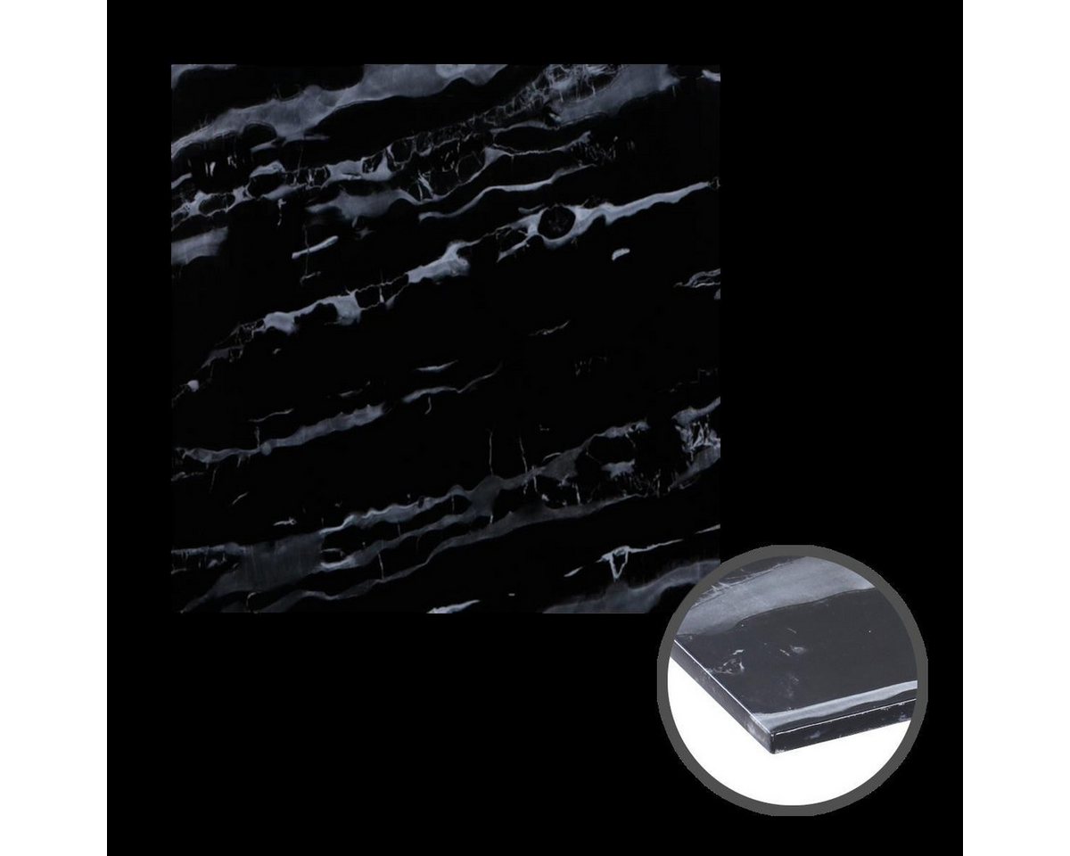 HOOZ Tischplatte aus Glas 80 x 80 x 0,6 cm (Marmorschwarz, 1 St., ESG-Sicherheitsglas), mit hochwertigem Facettenschliff Bild 3