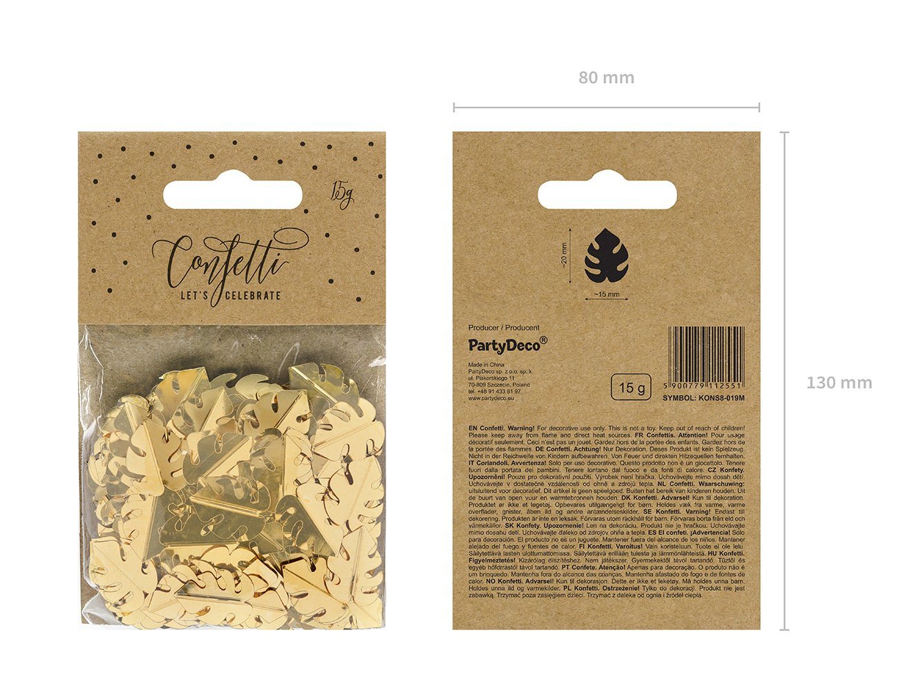 partydeco Streudeko, Konfetti Blätter 1,5x2cm 15g gold Bild 3