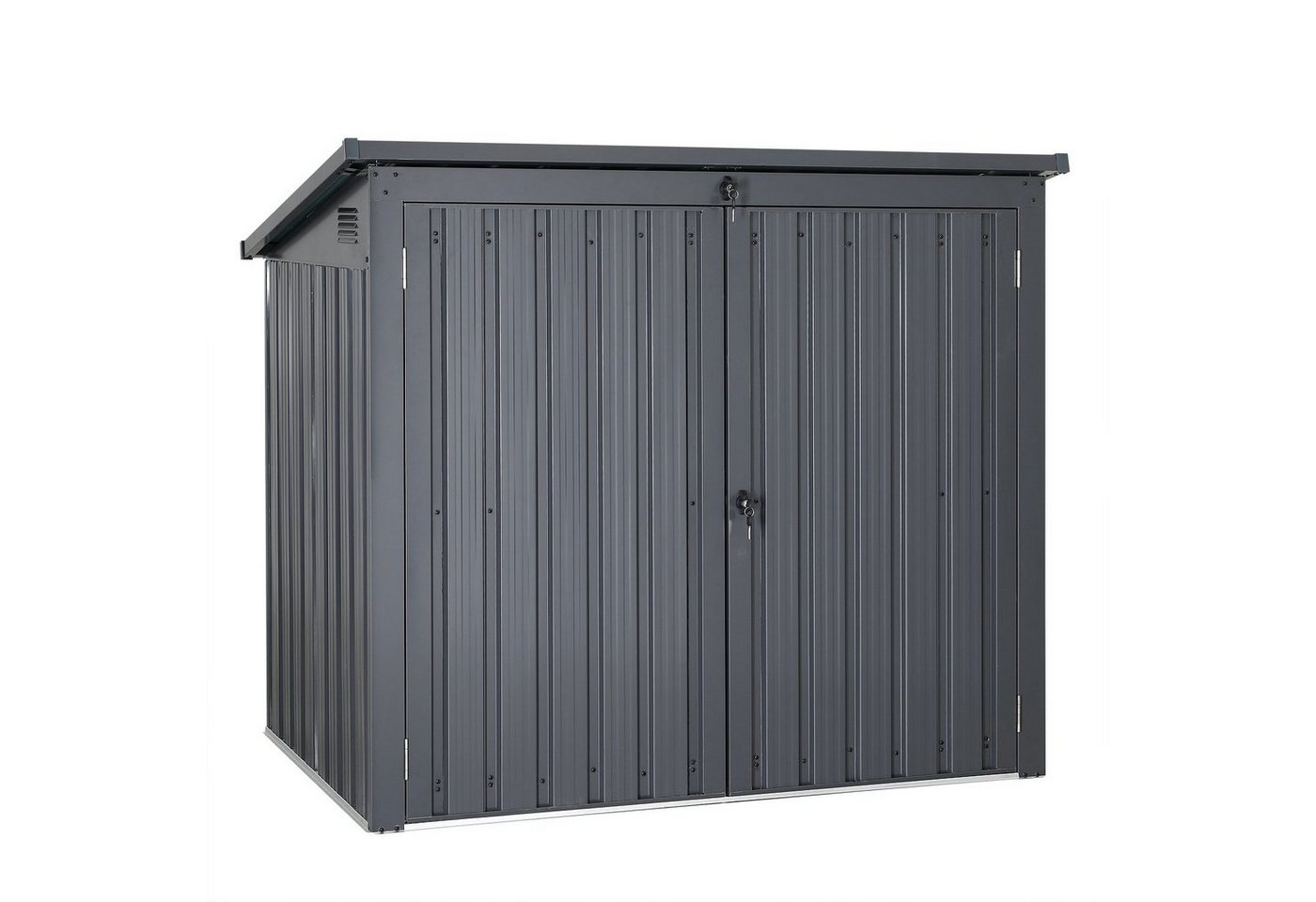 metra-direkt Mülltonnenbox aus Metallblech in Anthrazit - Platz für 2 Mülltonnen, Gasdruckfeder, Mülltonnenverkleidung, Mit Schloss Bild 4
