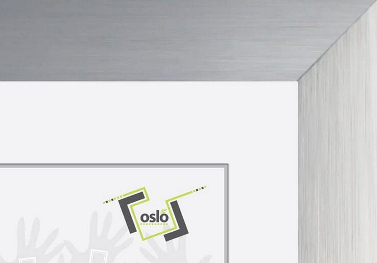 Oslo MasterLine Einzelrahmen Bilderrahmen Aluminium gebürstet 3 cm breit Echtglas Drehspannfedern, Rahmenfarbe silber matt Format 18x24 cm mit stabilem Aufsteller Bild 2