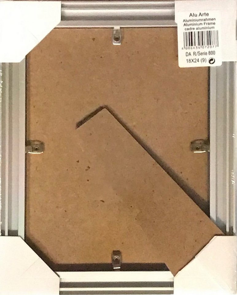 Oslo MasterLine Einzelrahmen Bilderrahmen Aluminium gebürstet 3 cm breit Echtglas Drehspannfedern, Rahmenfarbe silber matt Format 18x24 cm mit stabilem Aufsteller Bild 3