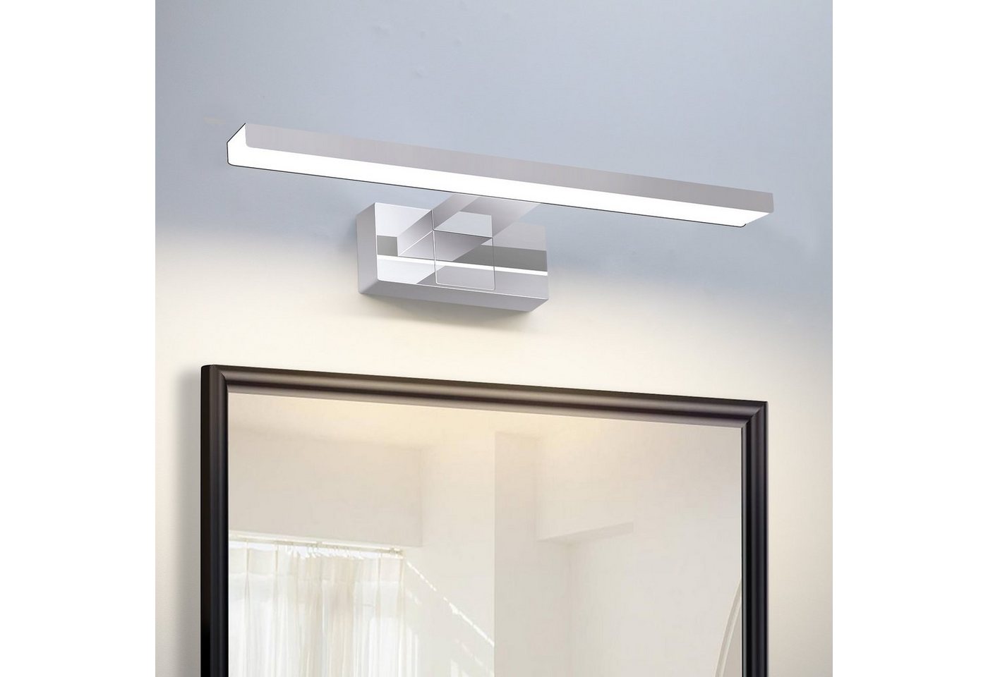 ZMH LED Spiegelleuchte Neutralweiß Spiegellampe - leuchte Chrom Modern, Augenschutz, LED fest integriert, Neutralweiß, Modern Neutralweiß 4000K lampe Wandmontage für Keller Bild 3