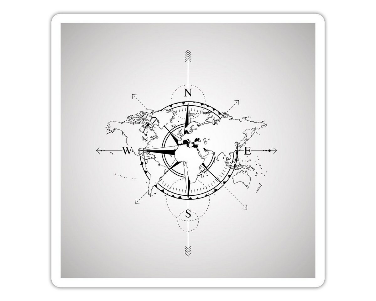 Spreadshirt Aufkleber Kompass Weltkarte Welt Reisen Sticker Aufkleber Bild 3