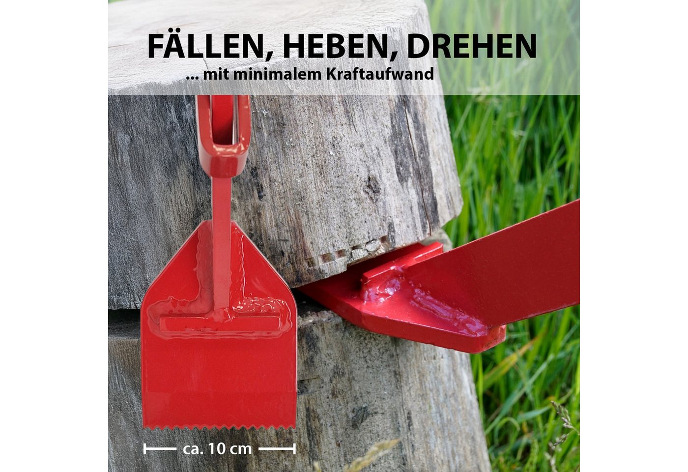 TRUTZHOLM Fällheber mit Wendehaken Stahl 115 cm lang Zahnplatte 10 cm breit Forstwerkzeug, -], Wendehaken, Zahnplatte, rutschfester Griff Bild 2
