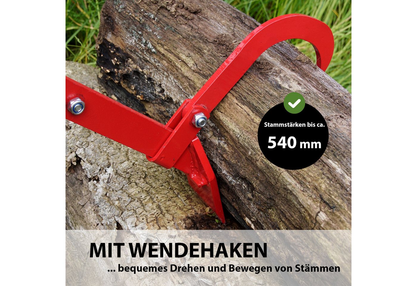 TRUTZHOLM Fällheber mit Wendehaken Stahl 115 cm lang Zahnplatte 10 cm breit Forstwerkzeug, -], Wendehaken, Zahnplatte, rutschfester Griff Bild 5