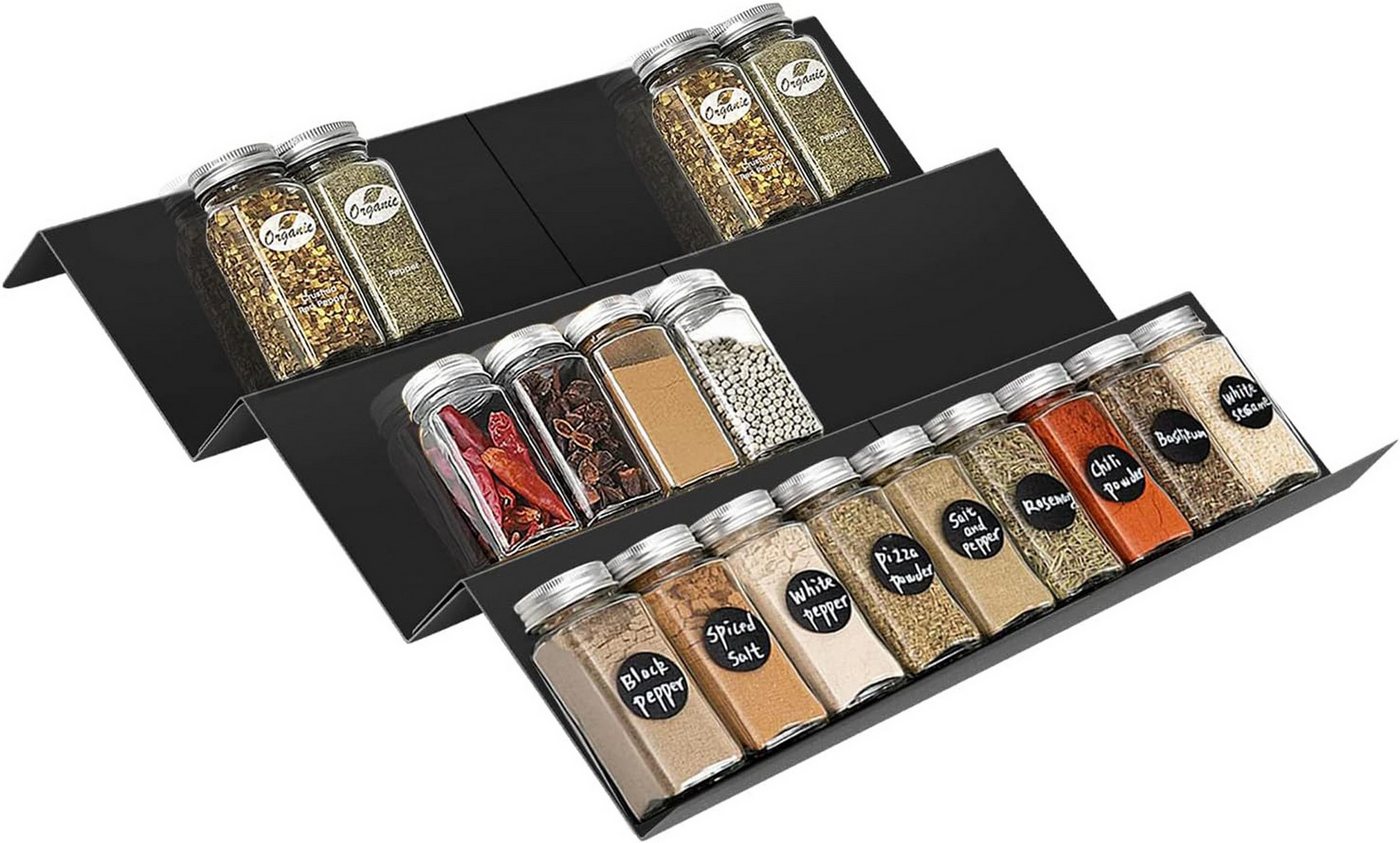 Diwzbyn Gewürzregal 6er Pack Gewürzregal Schublade, Erweiterbares Gewürz Organizer, Schublade Verstellbar, Schubladeneinsatz Gewürze Bild 3