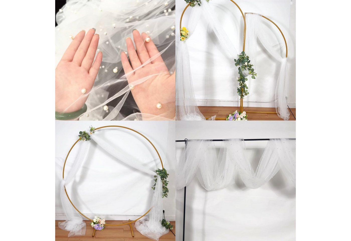 Agger Tischläufer Eleganter Tischläufer,Perlenverzierter Tischläufer aus Netz Tüllstoff, Tischdecke für Boho-Hochzeit, Geburtstagsfeier,0.75*3m,transparent Bild 5