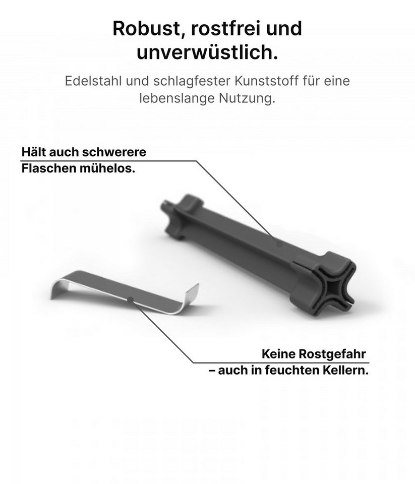 NOOK Flaschenregal erweiterbar stapelbar modulares Stecksystem Sets bis zu 6–60 Flaschen, Set-Typen des NOOK-Weinregals reichen vom Starter Kit für 6 Flaschen bis zum Large Kit für 60 Flaschen, Australisches Design / Platzsparend & vielseitig / Optimale Lagerung Bild 3