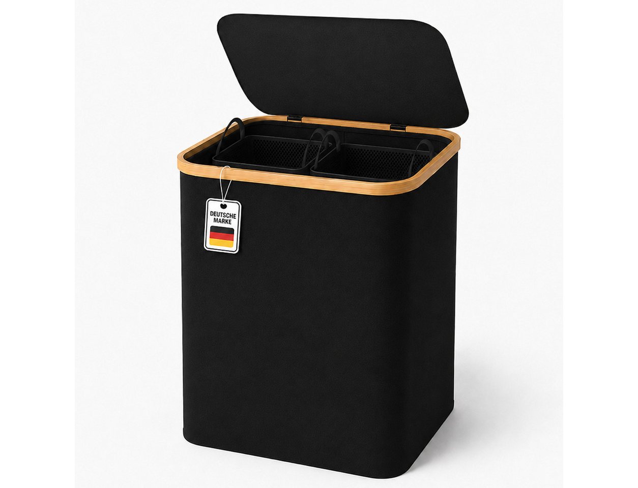 Roxlin Wäschekorb Wäschekorb 150L faltbar mit Deckel, wasserdicht, 2 Taschen Bild 2
