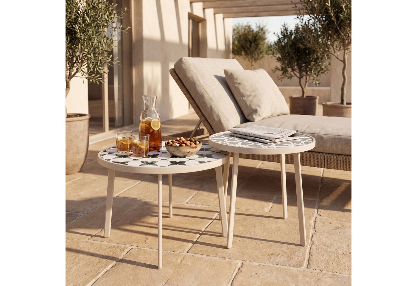 casa.pro Satztisch, outdoor »Faeto« mit Glasplatte Metallgestell Champagne