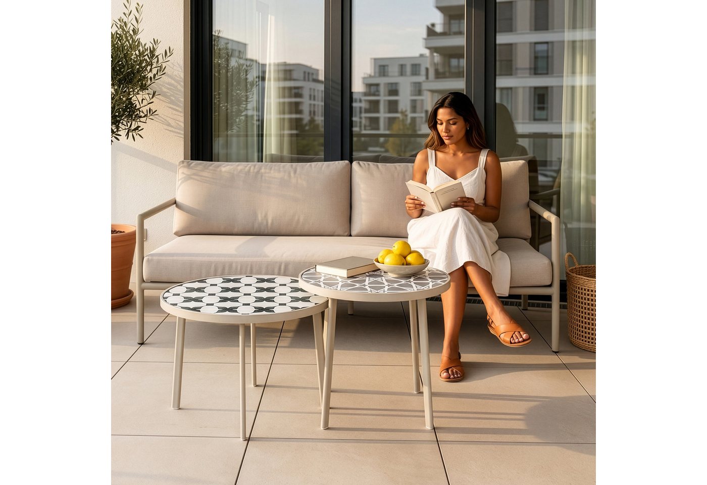 casa.pro Satztisch, outdoor »Faeto« mit Glasplatte Metallgestell Champagne Bild 2