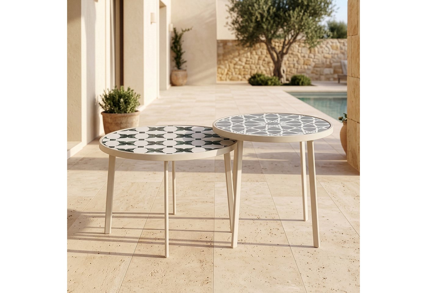 casa.pro Satztisch, outdoor »Faeto« mit Glasplatte Metallgestell Champagne Bild 3