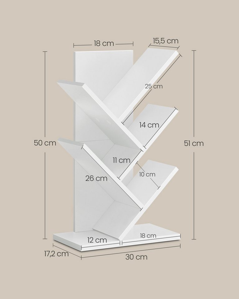 VASAGLE Bücherregal Aufbewahrungsregal für Schlafzimmer, Wohnzimmer, Homeoffice, Standregal 5 Ebenen, Eckregal platzsparend Bild 2