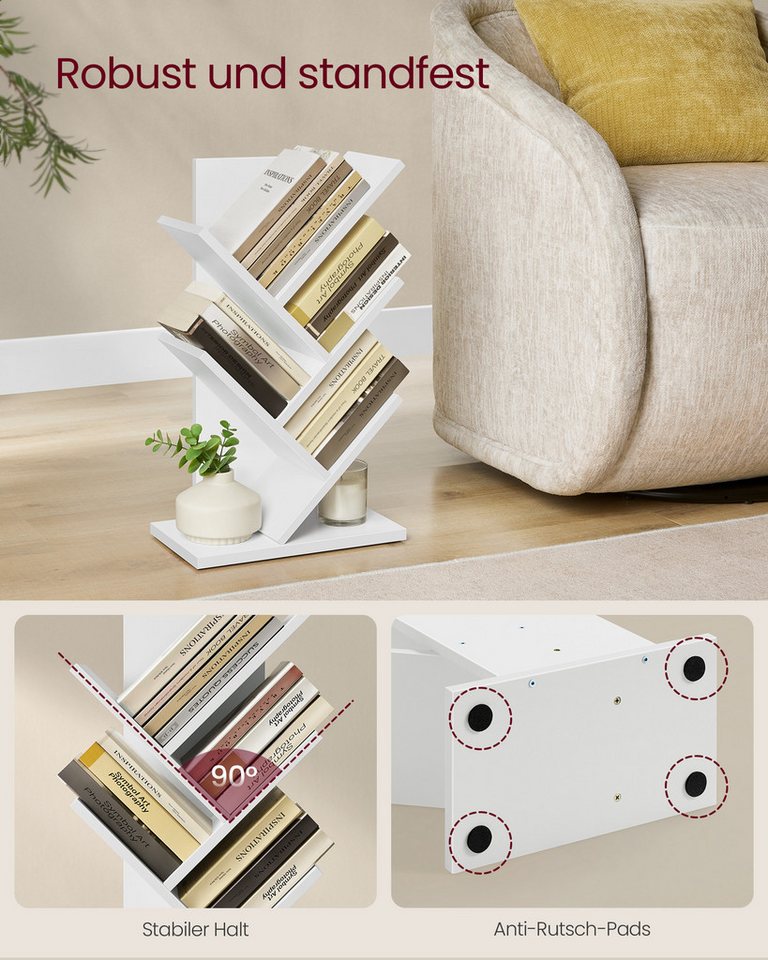VASAGLE Bücherregal Aufbewahrungsregal für Schlafzimmer, Wohnzimmer, Homeoffice, Standregal 5 Ebenen, Eckregal platzsparend Bild 3