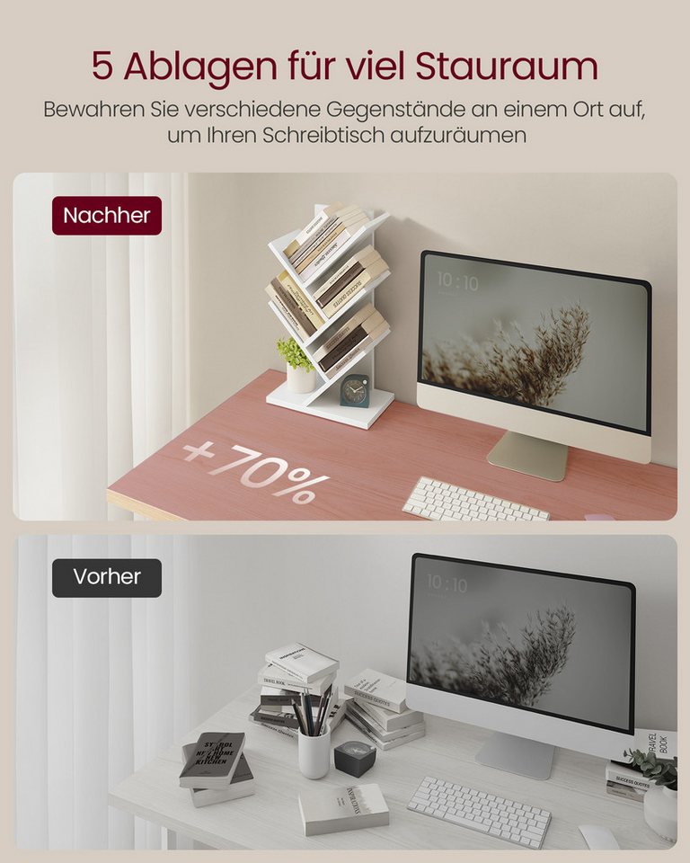 VASAGLE Bücherregal Aufbewahrungsregal für Schlafzimmer, Wohnzimmer, Homeoffice, Standregal 5 Ebenen, Eckregal platzsparend Bild 5