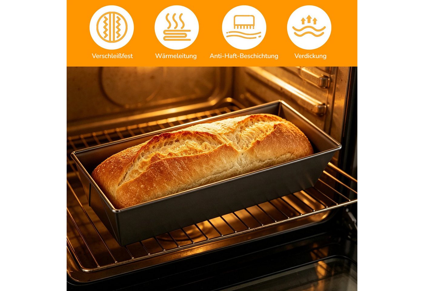 BlingBin Brotbackform 4 Stück Kastenform Kuchen Brot, Antihaftbeschichtet Backform, (4er Set 4-tlg), Königskuchenform Rechteckig für Kuchen, Toastbrot, Käsekuchen, Brownie Bild 3