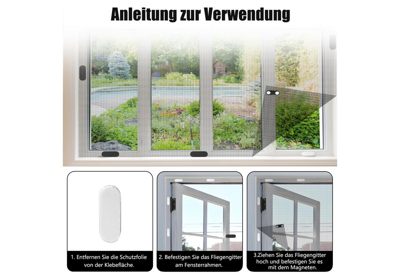 FOUORTUNATE-BEE Magnet Fliegengitter Clips 24er Set selbstklebend ohne Bohren für Fenster (Selbstklebende Magnetischer Vorhangverschluss Clips Magnet fliegengitter Fenster, 24-St., Magnetische Fliegengitter Clips für Insektenschutzgitter)