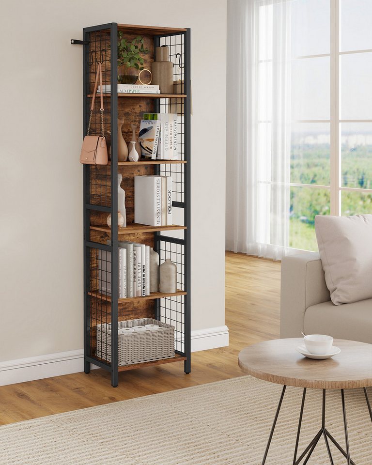 VASAGLE Bücherregal Büroregal, Küchenregal, für Büro, Wohnzimmer, Arbeitszimmer, Standregal, mit 6 Ablagen, 4 S-Haken, 30 x 40 x 175.6 cm Bild 2