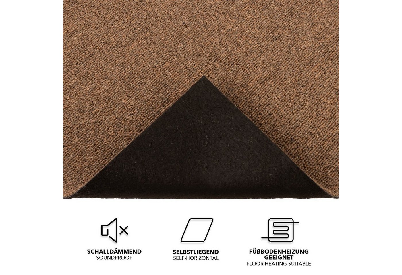 Karat Teppichfliese Moscow, Bodenschutz, Erhältlich in 4 Farben, 50 x 50 cm, Quadratisch, Höhe: 5.5 mm, Selbstliegend
