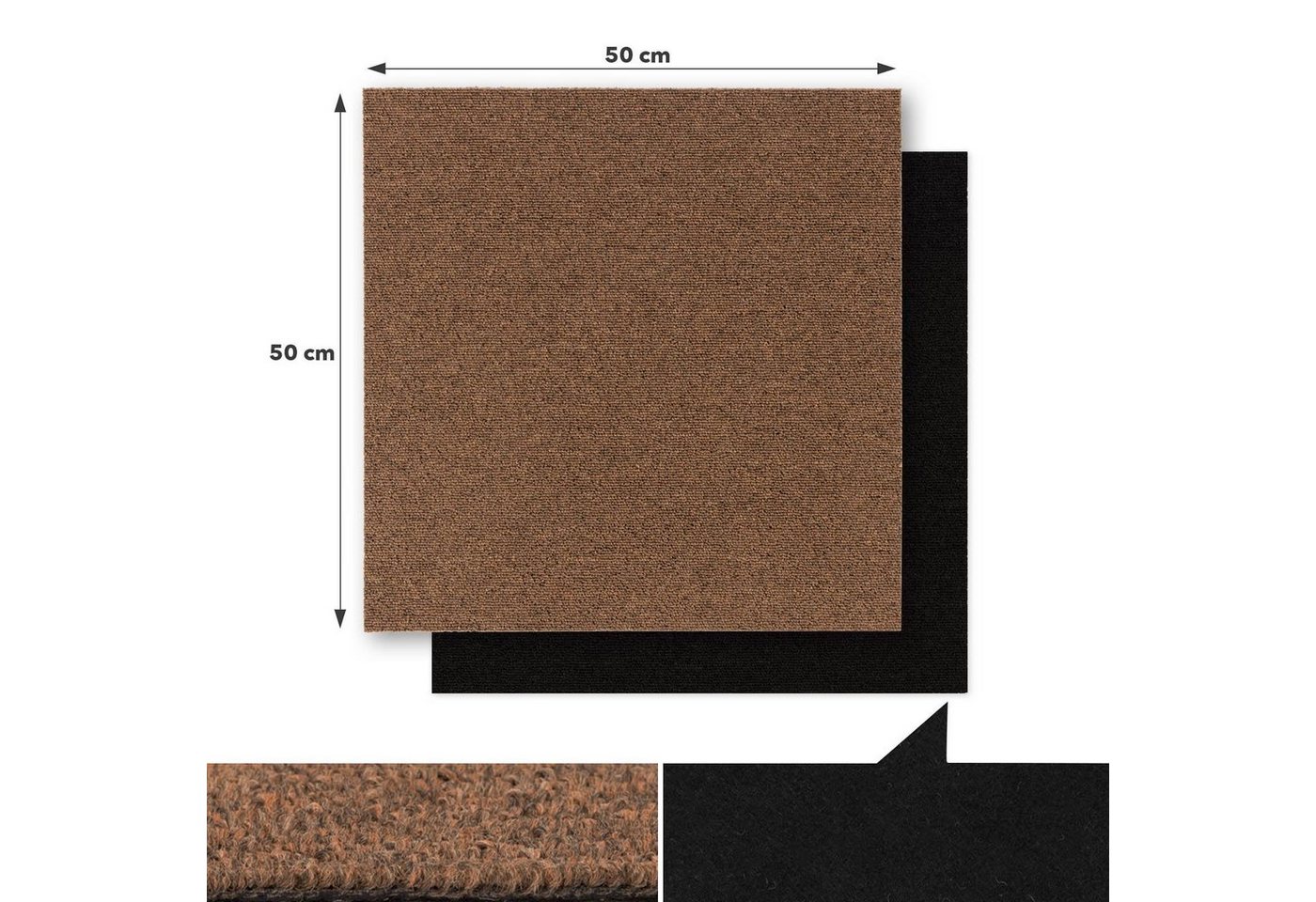 Karat Teppichfliese Moscow, Bodenschutz, Erhältlich in 4 Farben, 50 x 50 cm, Quadratisch, H öhe: 5.5 mm, Selbstliegend Bild 3