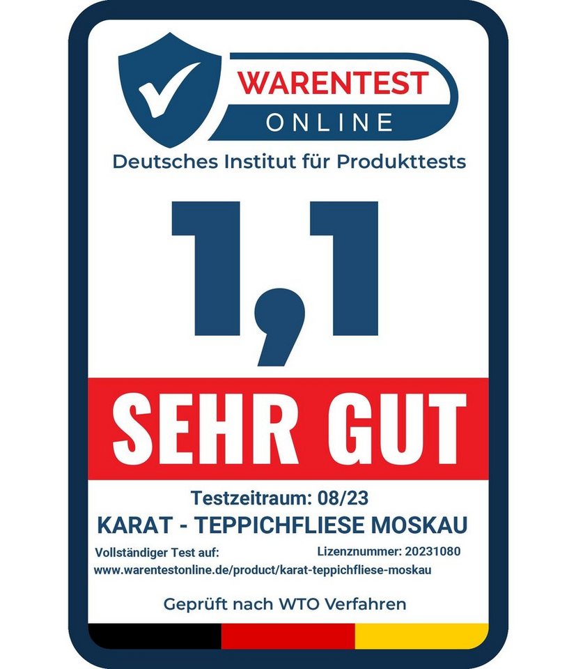 Karat Teppichfliese Moscow, Bodenschutz, Erhältlich in 4 Farben, 50 x 50 cm, Quadratisch, Höhe: 5.5 mm, Selbstliegend Bild 5