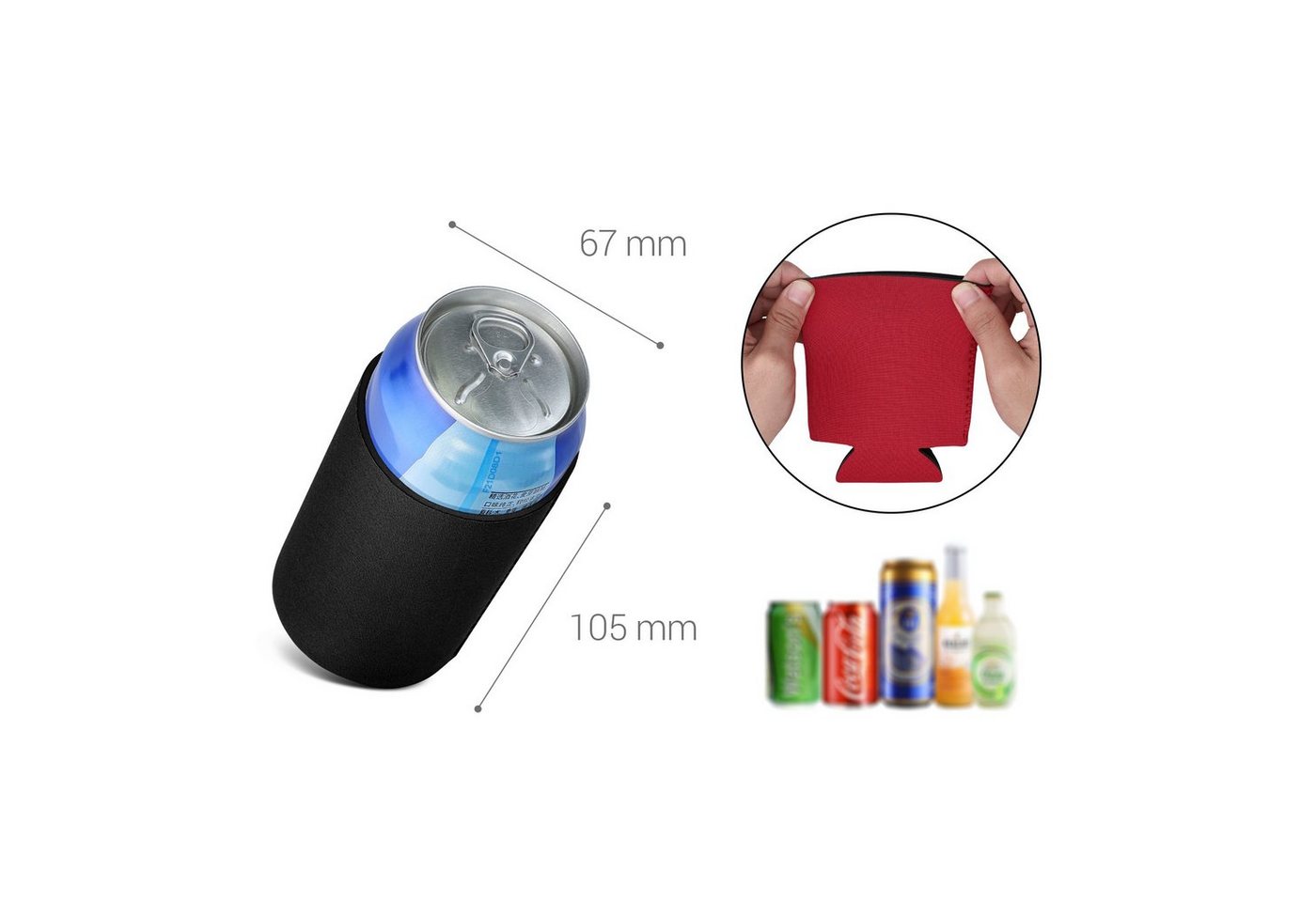 kwmobile Outdoor-Flaschenkühler 2x 330ml / 355ml Dose Dosenkühler, für Bierdosen und andere Getränkedosen - 6,5 x 10 cm Bild 4