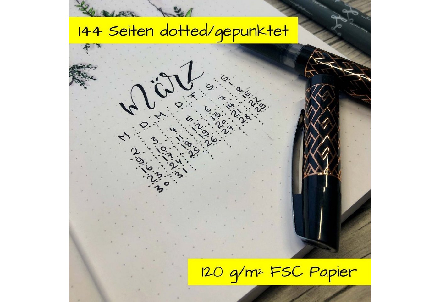 Online Pen Notizbuch Bullet Journal, gepunktet, 144 Seiten 120 g/m² Papier Bild 4
