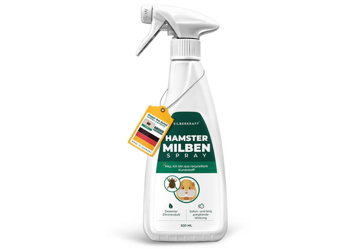 Silberkraft Insektenspray Milbenspray Hamster, Milbenmittel für Hamster, Meerschweinchen & Nager, 500 ml, Milbenmittel für Nager – Langzeitschutz für Hamster & Gehege, 1-St., Silberkraft Milbenspray – Sofortschutz für Nager, Made in Germany, hochwirksame Milbenabwehr für Fell & Käfig, Sofort- & Langzeitschutz Bild 5