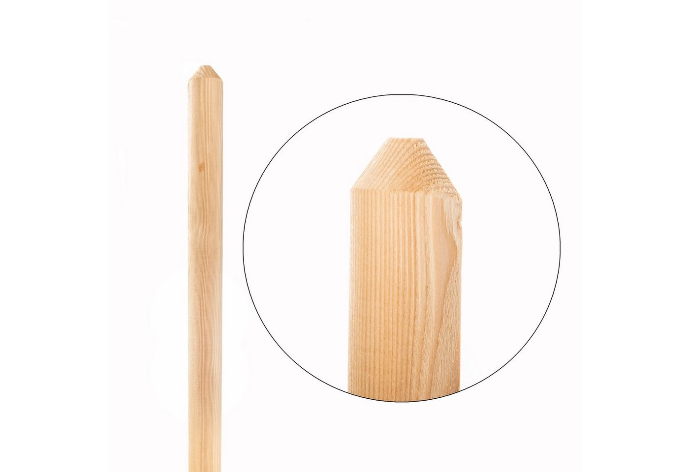 Mega-Holz Holzzaun Zaunlatten-Paket "Mallorca" (Halbpalisade) 6 cm 80 cm 10 Stück, (10-St), Hochwertige europäische Lärche Bild 2