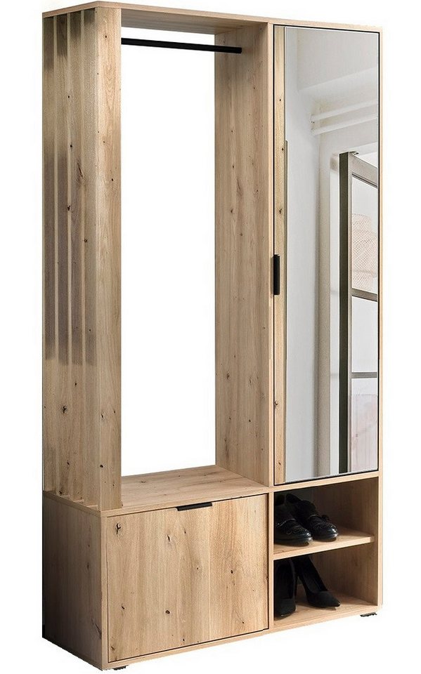 Marmex Möbel Garderobenschrank MILO ARTISAN mit Spiegel und Kleiderstange für den Flur Bild 2