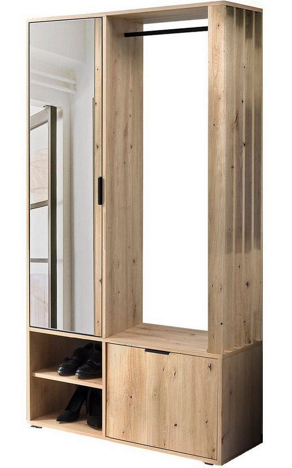 Marmex Möbel Garderobenschrank MILO ARTISAN mit Spiegel und Kleiderstange für den Flur Bild 4