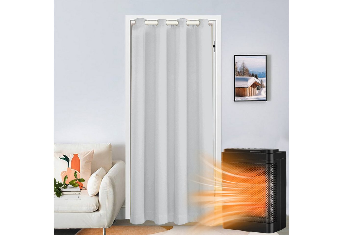 BTTO V&G Türvorhang Thermovorhang Kälteschutz Dicker Türvorhang Winddicht&Wasserdicht, verdunkelnd, Türvorhänge aus Baumwolle für Wohnzimmer Schlafzimmer Winter Bild 2