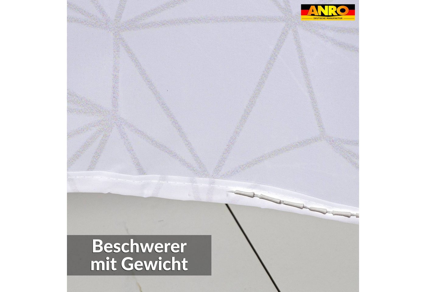 ANRO Duschvorhang FASTY Prisma Anti-Schimmel Polyester Badezimmervorhang Bad-Stoff Breite 120 cm (Packung, 1-tlg., Duschvorhang inkl. Aufhängeringe), robuster Vorhang Stangenaufhängung 120x200cm Geometrisch Grau