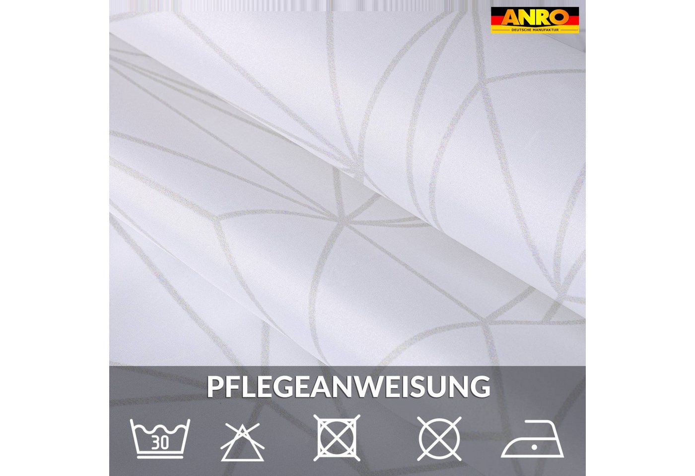 ANRO Duschvorhang FASTY Prisma Anti-Schimmel Polyester Badezimmervorhang Bad-Stoff Breite 120 cm (Packung, 1-tlg., Duschvorhang inkl. Aufhängeringe), robuster Vorhang Stangenaufhängung 120x200cm Geometrisch Grau Bild 4