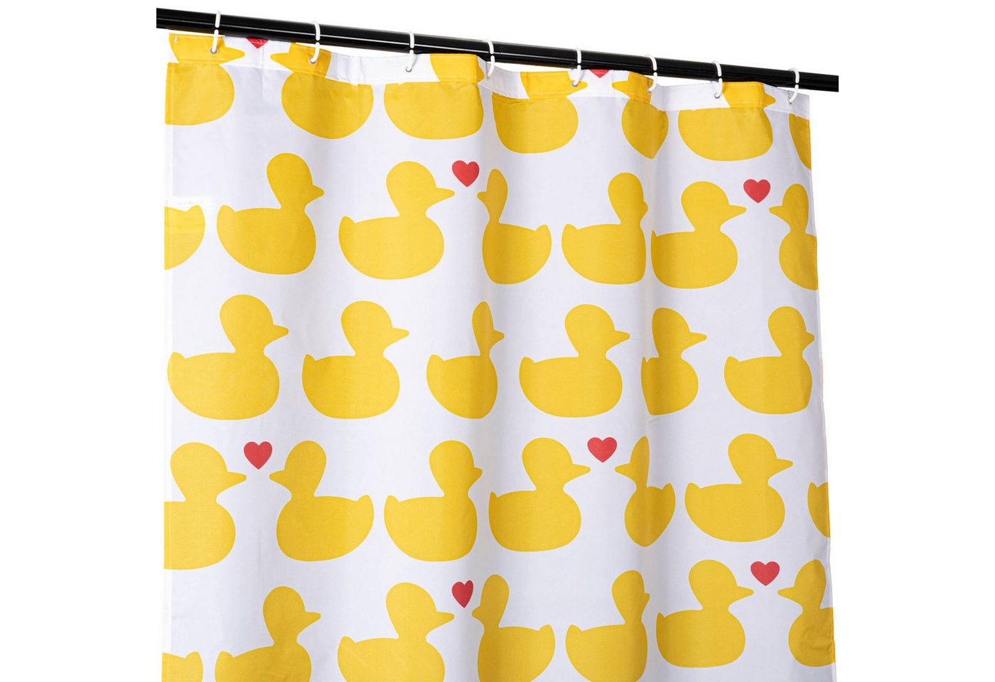 ANRO Duschvorhang FASTY Ente Anti-Schimmel Polyester Badezimmervorhang Bad-Stoff Breite 120 cm (Packung, 1-tlg., Duschvorhang inkl. Aufhängeringe), robuster Vorhang Stangenaufhängung 120x200cm Modern Gelb Bild 2