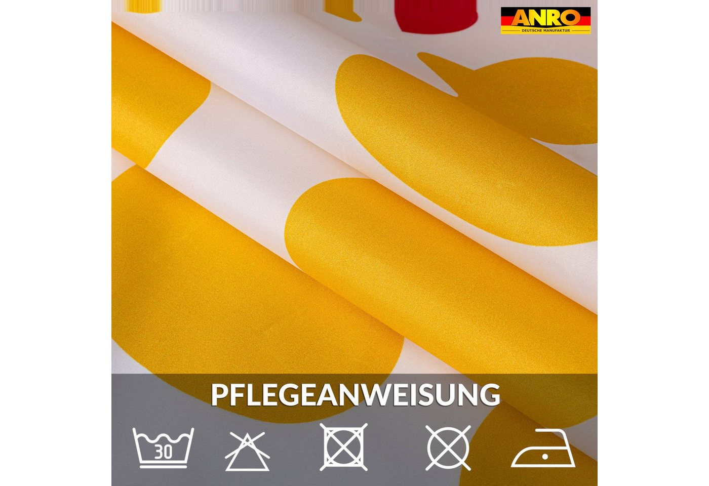 ANRO Duschvorhang FASTY Ente Anti-Schimmel Polyester Badezimmervorhang Bad-Stoff Breite 120 cm (Packung, 1-tlg., Duschvorhang inkl. Aufhängeringe), robuster Vorhang Stangenaufhängung 120x200cm Modern Gelb Bild 4