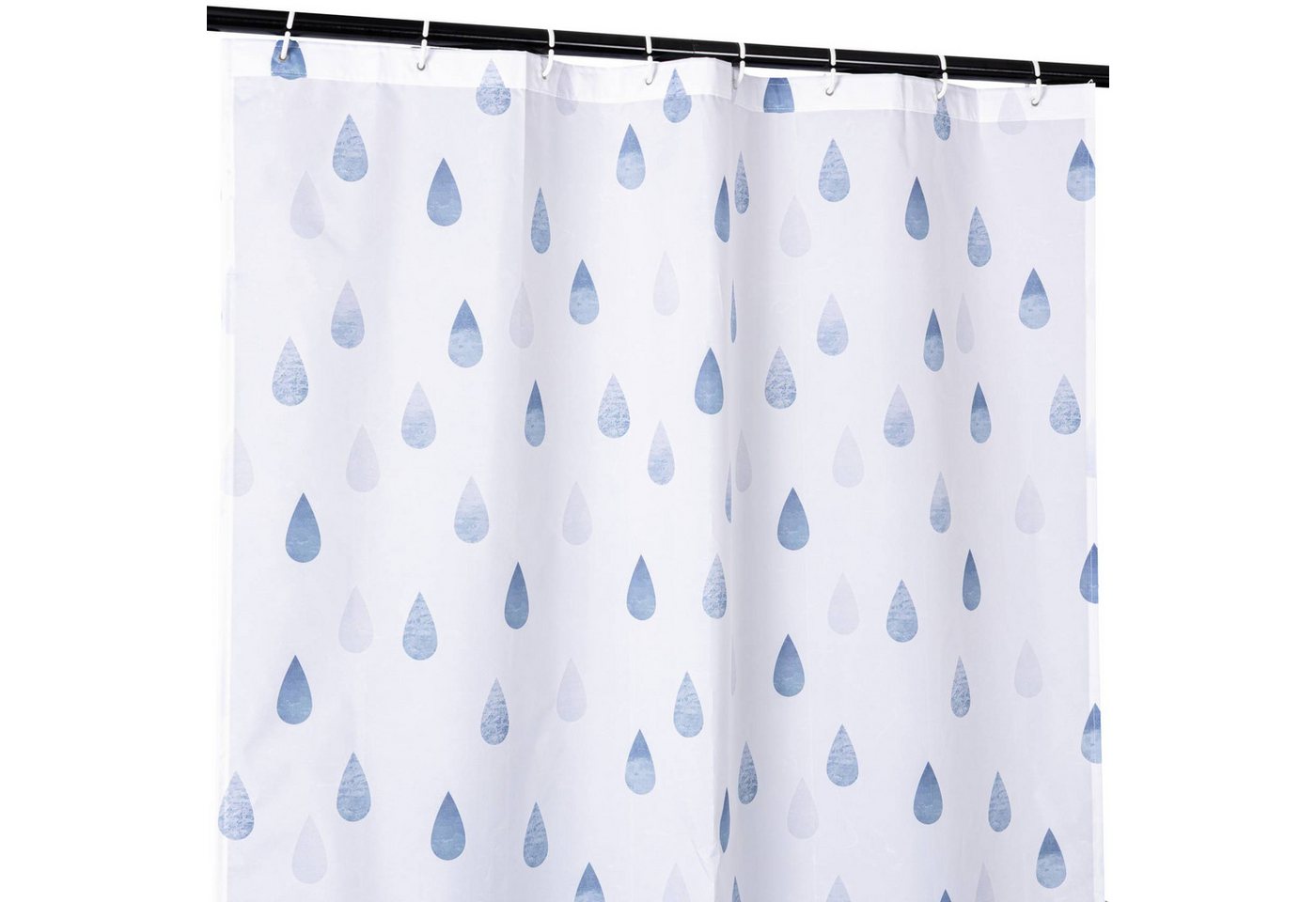 ANRO Duschvorhang FASTY Tropfen Anti-Schimmel Polyester Badezimmervorhang Bad-Stoff Breite 120 cm (Packung, 1-tlg., Duschvorhang inkl. Aufhängeringe), robuster Vorhang Stangenaufhängung 120x200cm Skandi Bad Blau Bild 2