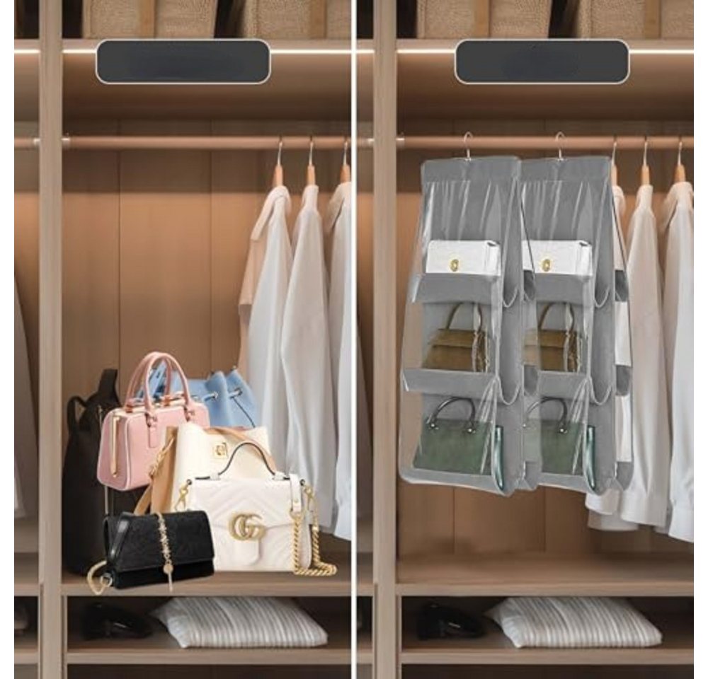 Blusmart Hängeregal Hängender Handtaschen-Organizer, 2 faltbare Aufbewahrungstaschen mit 6 transparenten Fächern, Für Kleiderschrank, Ankleidezimmer, Schlafzimmer