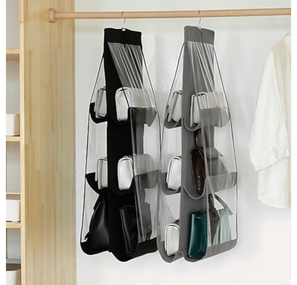 Blusmart Hängeregal Hängender Handtaschen-Organizer, 2 faltbare Aufbewahrungstaschen mit 6 transparenten Fächern, Für Kleiderschrank, Ankleidezimmer, Schlafzimmer Bild 3