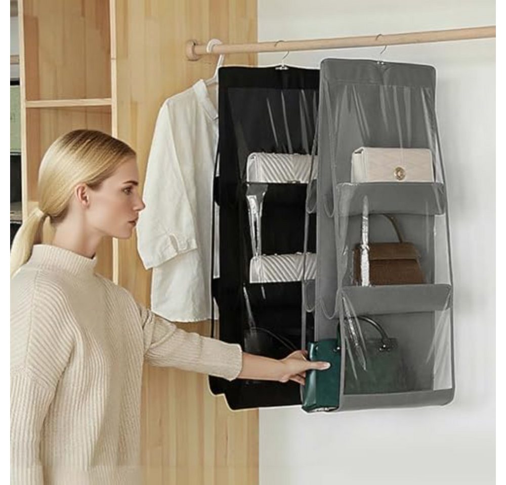 Blusmart Hängeregal Hängender Handtaschen-Organizer, 2 faltbare Aufbewahrungstaschen mit 6 transparenten Fächern, Für Kleiderschrank, Ankleidezimmer, Schlafzimmer Bild 5
