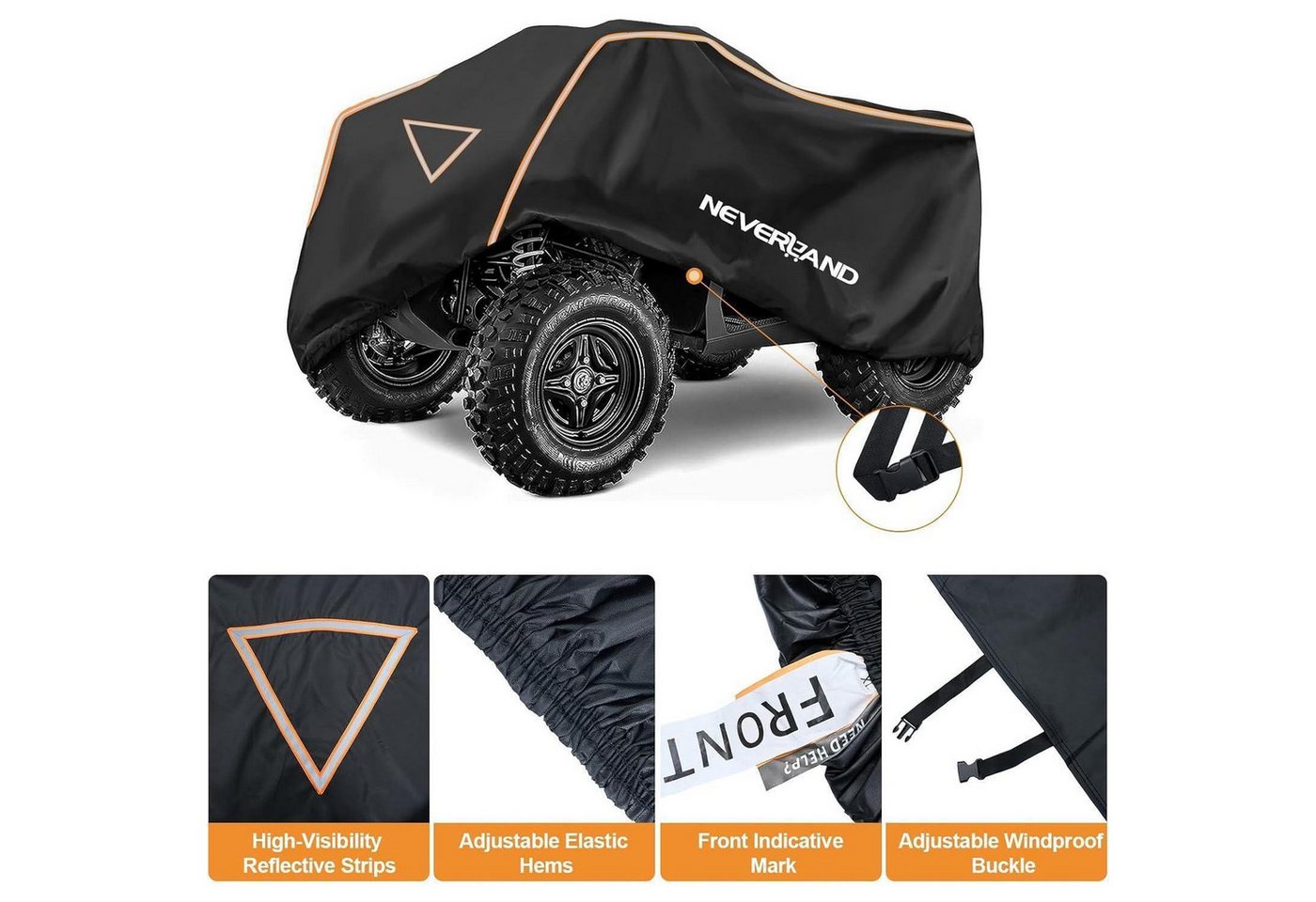 LuxusKollektion Schutzplane Abdeckplane Quad ATV Abdeckung 420D orange schwarz XXXL 256 110 120cm Bild 3