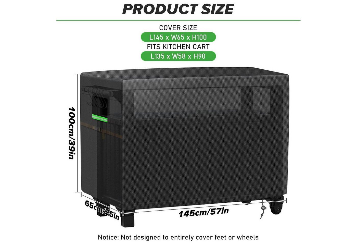 LuxusKollektion Grill-Schutzhülle Grillabdeckung Beistelltisch 145x65x100cm 420D wasserdicht winddicht Bild 5